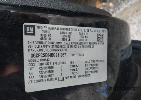 2011 Chevrolet Silverado 1500 Lt z USA, uszkodzony, nr VIN 3GCPCSE04BG211937